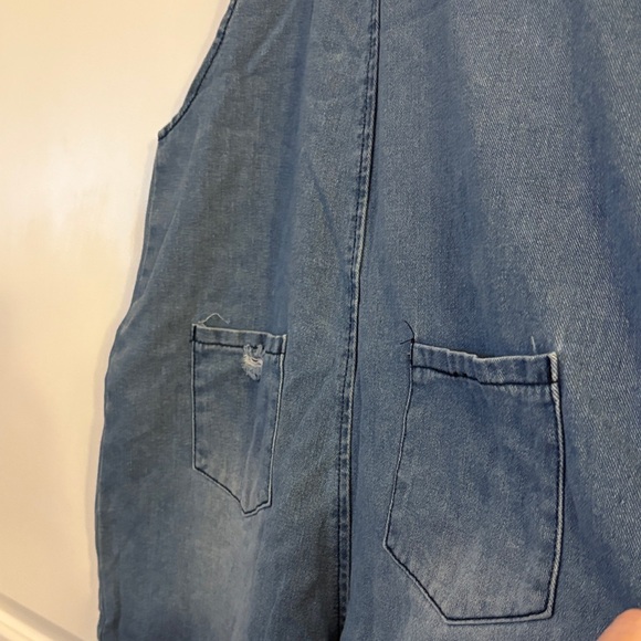 Denim Blue Distressed Jumpsuit - Picture 12 of 16